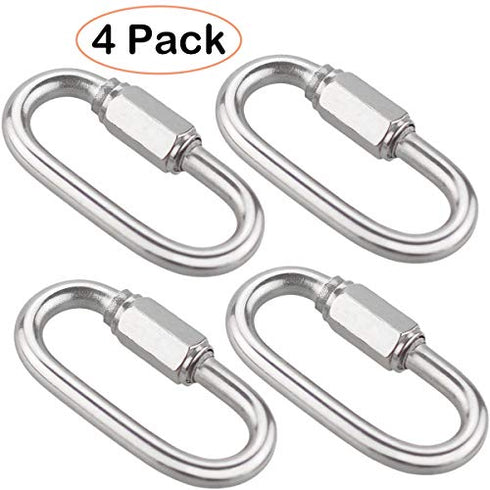 4 Pack Stainless Steel Oval Locking Carabiner Quick Link Chain Connector